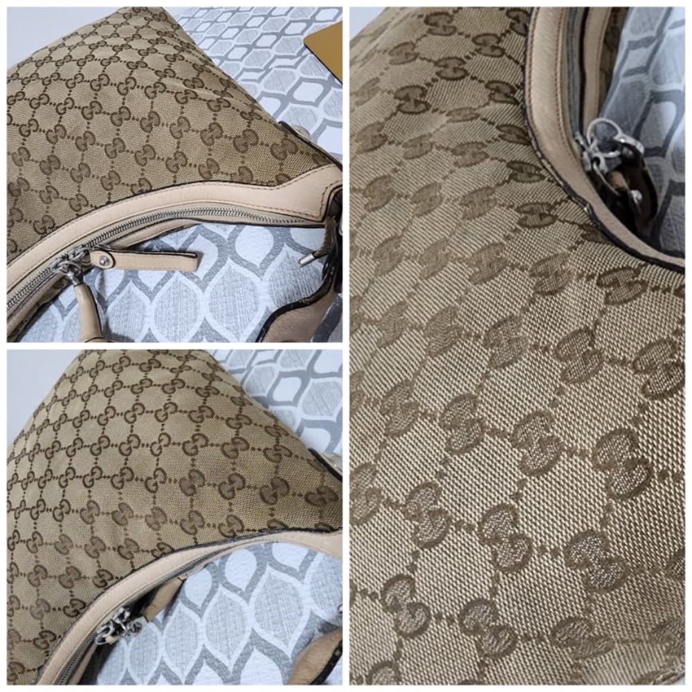 Authentic Gucci GG Canvas Medium Icon Bit Hobo Bag Beige/Brown - Picture 11 of 14